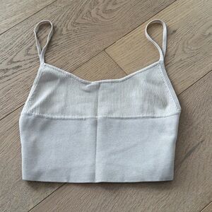 Et Clet Beige Ribbed Cropped Tank Small